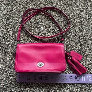 Coach pink leather legacy penny crossbody purse